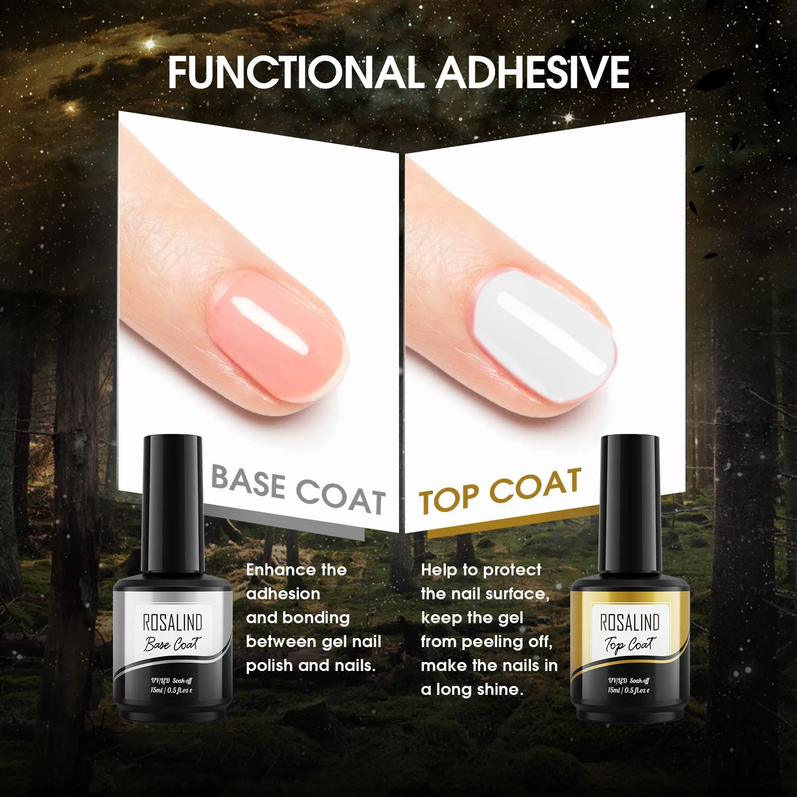 15ml No Wipe Nail Top Base Coat* 2PCS Set