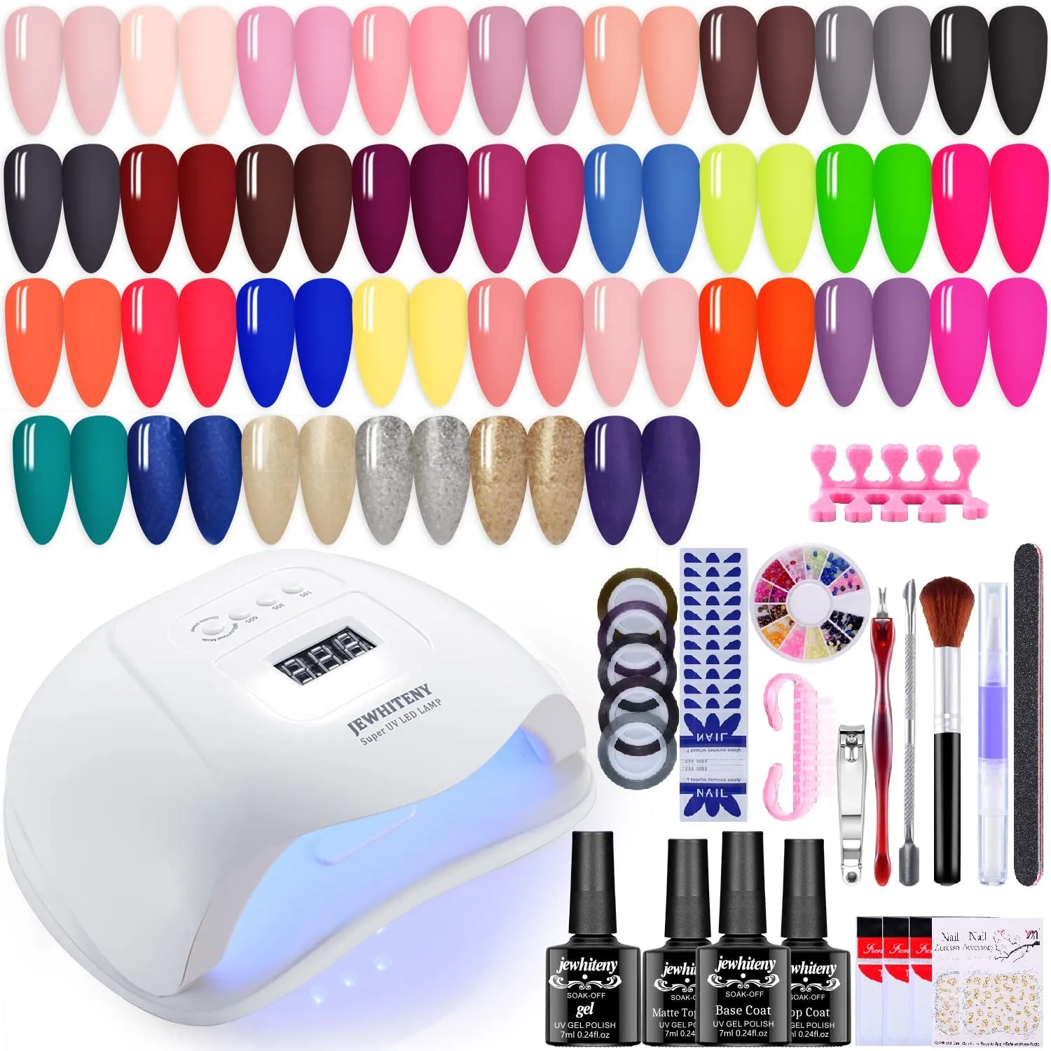 45-Piece Gel Nail Polish Set: 42 Colors & Essential Base/Top Coats for Gorgeous Manicures