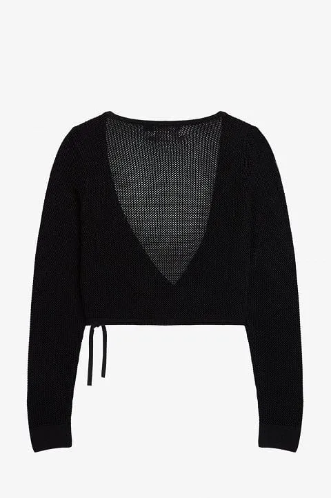 Amy Winehouse Black Open-Knit Wrap Cardigan