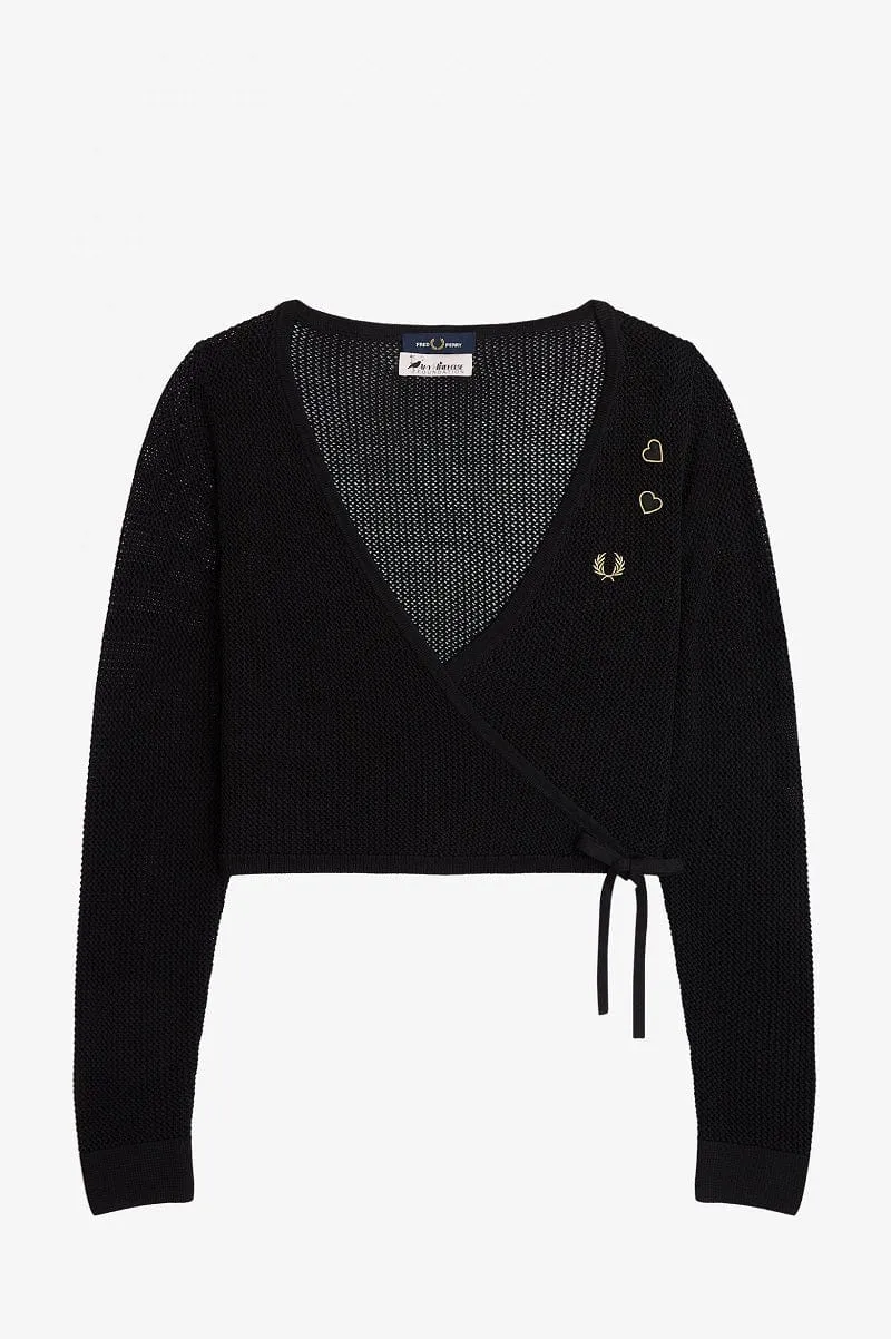 Amy Winehouse Black Open-Knit Wrap Cardigan