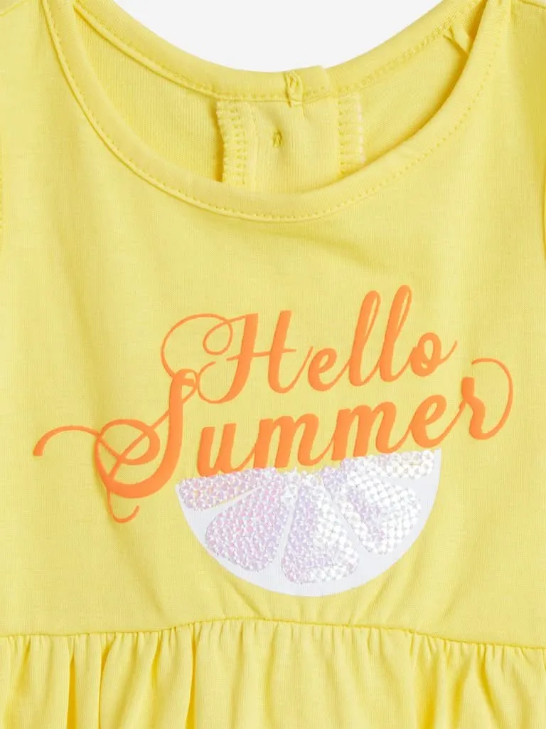 Baby HOP Yellow Printed Dresses Set of Two