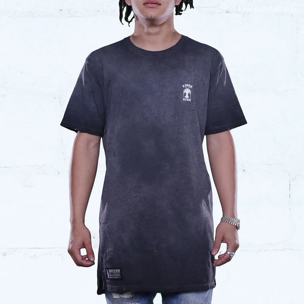 Black Antique Wash Elongated T Shirt