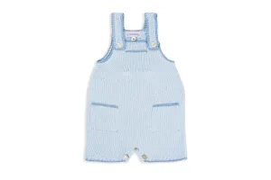 Blue Trim Knitted Shortalls with Pockets