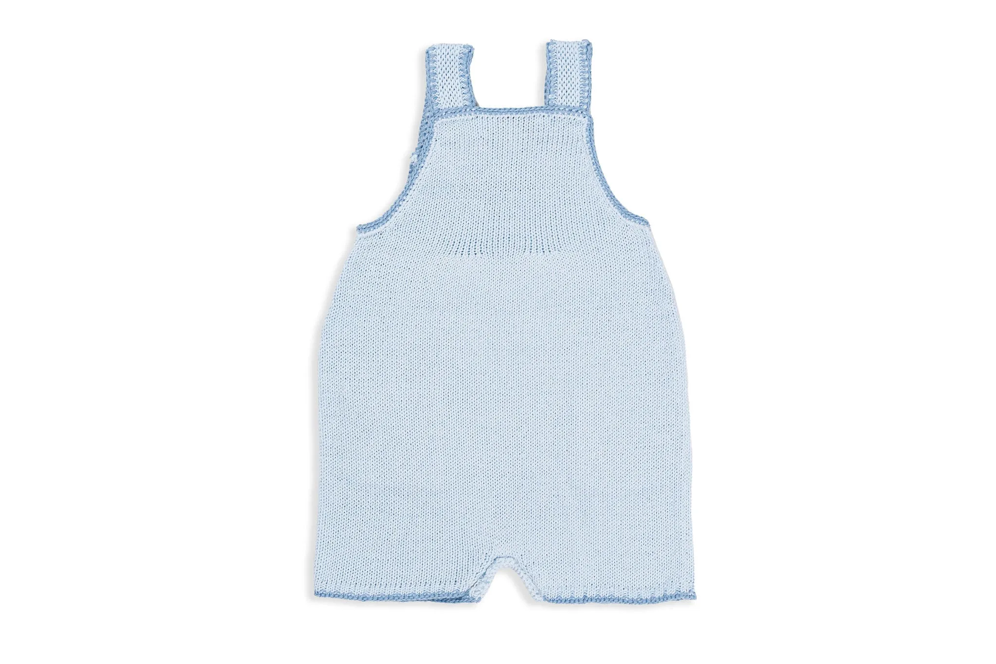 Blue Trim Knitted Shortalls with Pockets