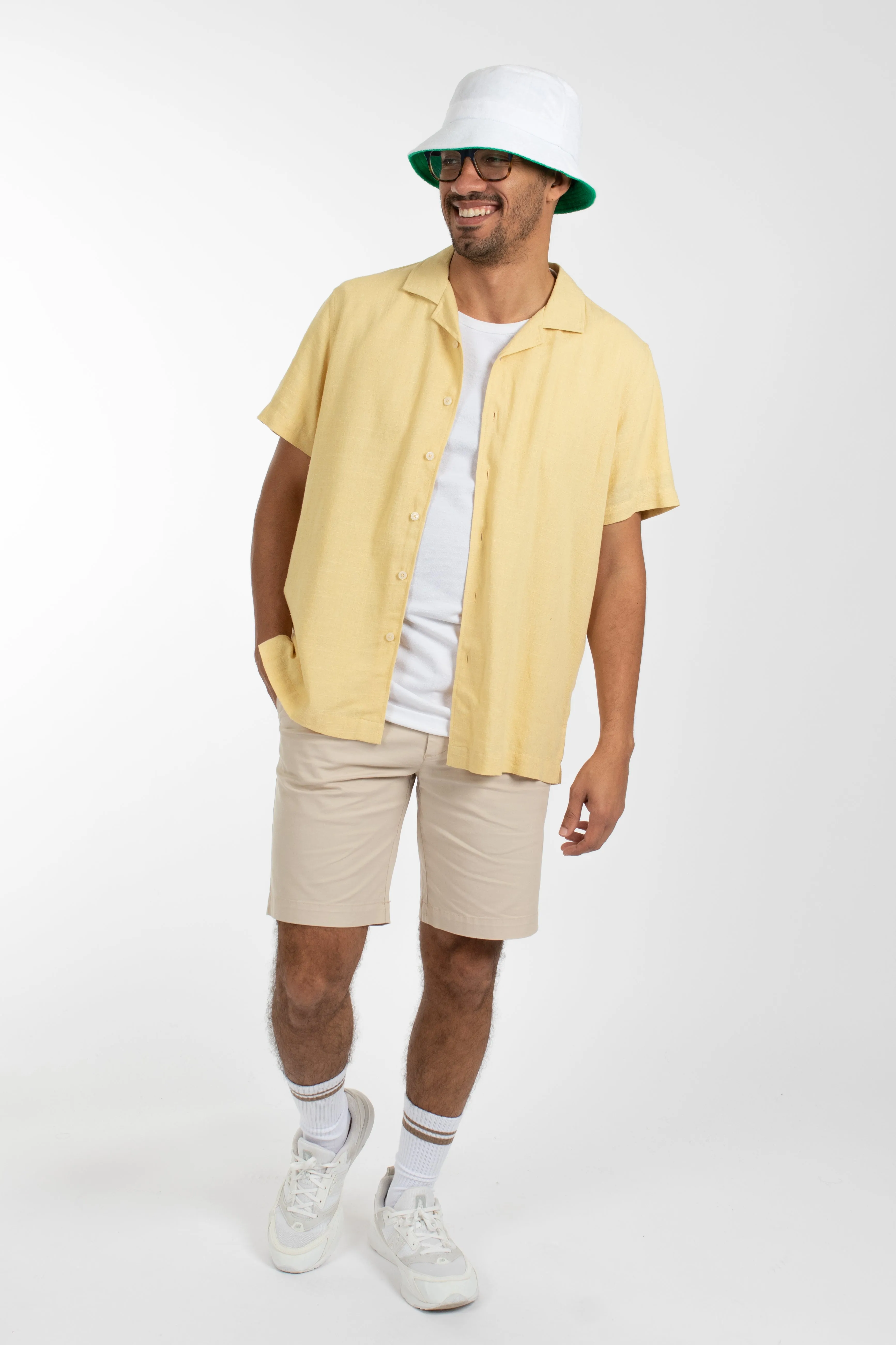 Butter Cuban Collar Linen  Shirt