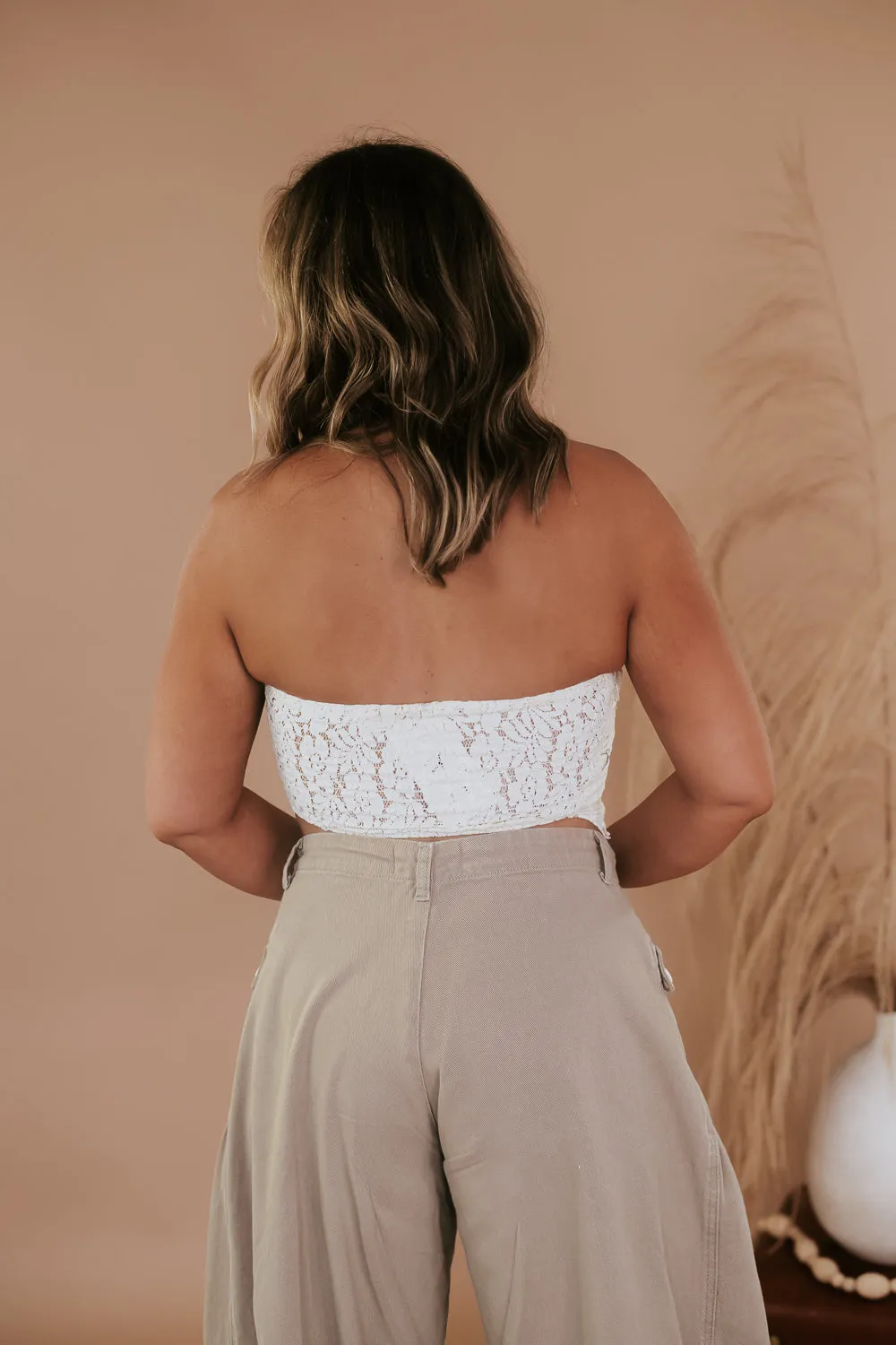 BY TOGETHER: Laurel Lace Tube Top, Cream