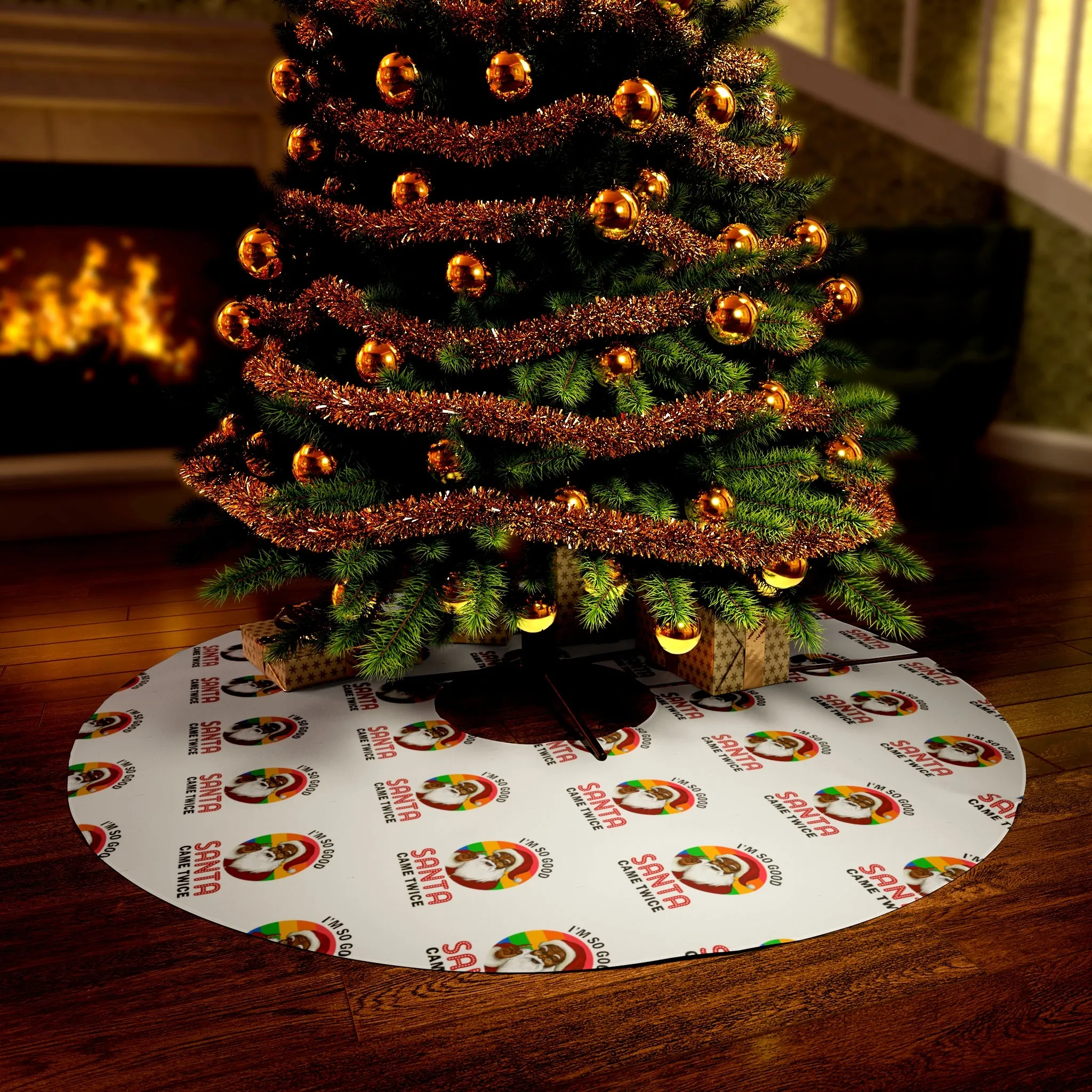 Christmas LGBTQ  Round Tree Skirt ,Game Twice Santa