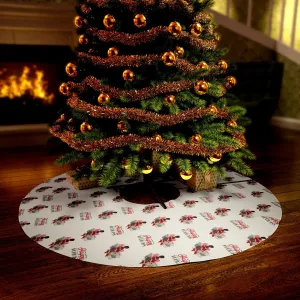 Christmas Round Tree Skirt , Merry Christmas Happy Holidays