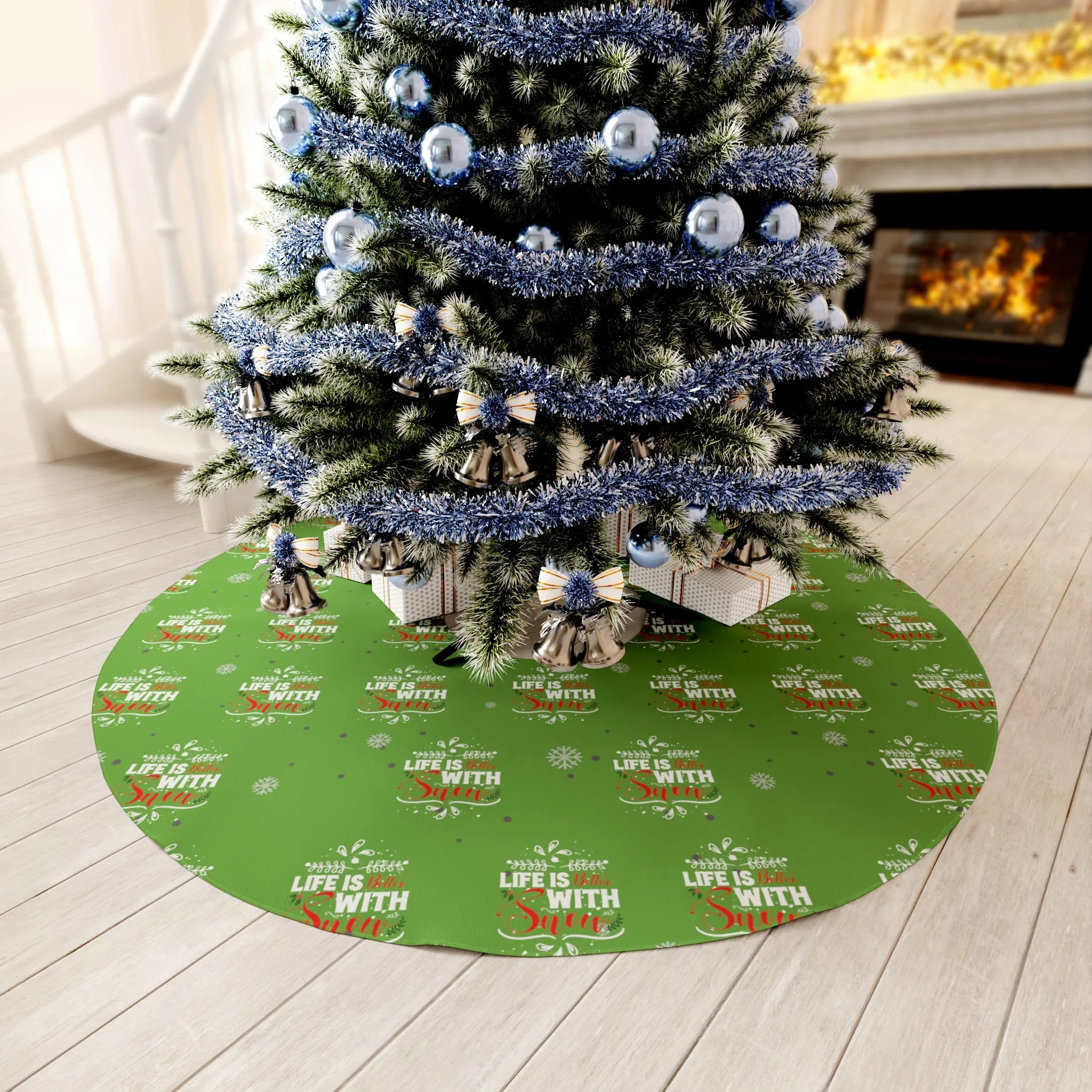 Christmas Round Tree Skirt , Merry Christmas,Life is With Santa