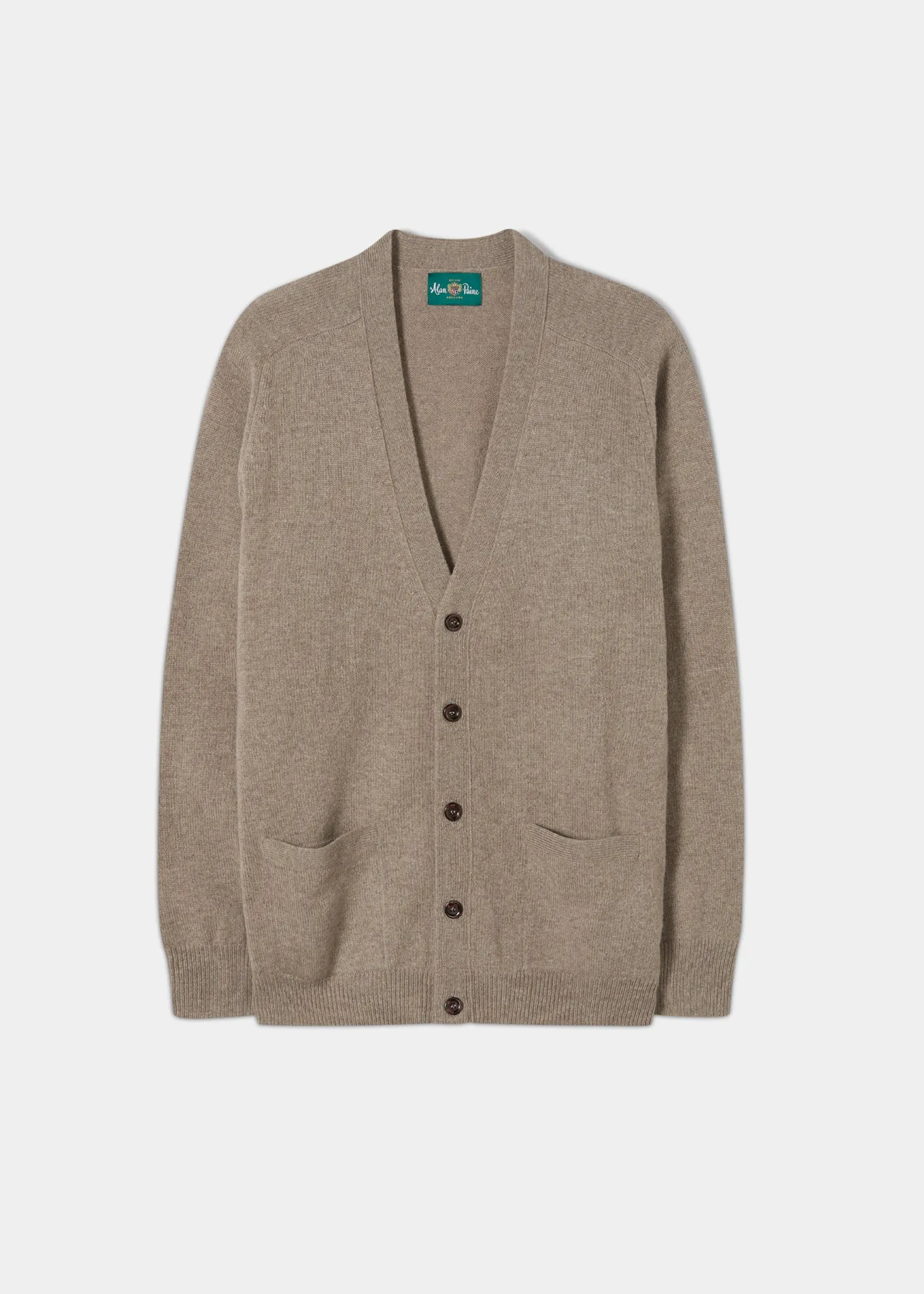 Cornwall Lambswool Cardigan in Mushroom - Classic Fit