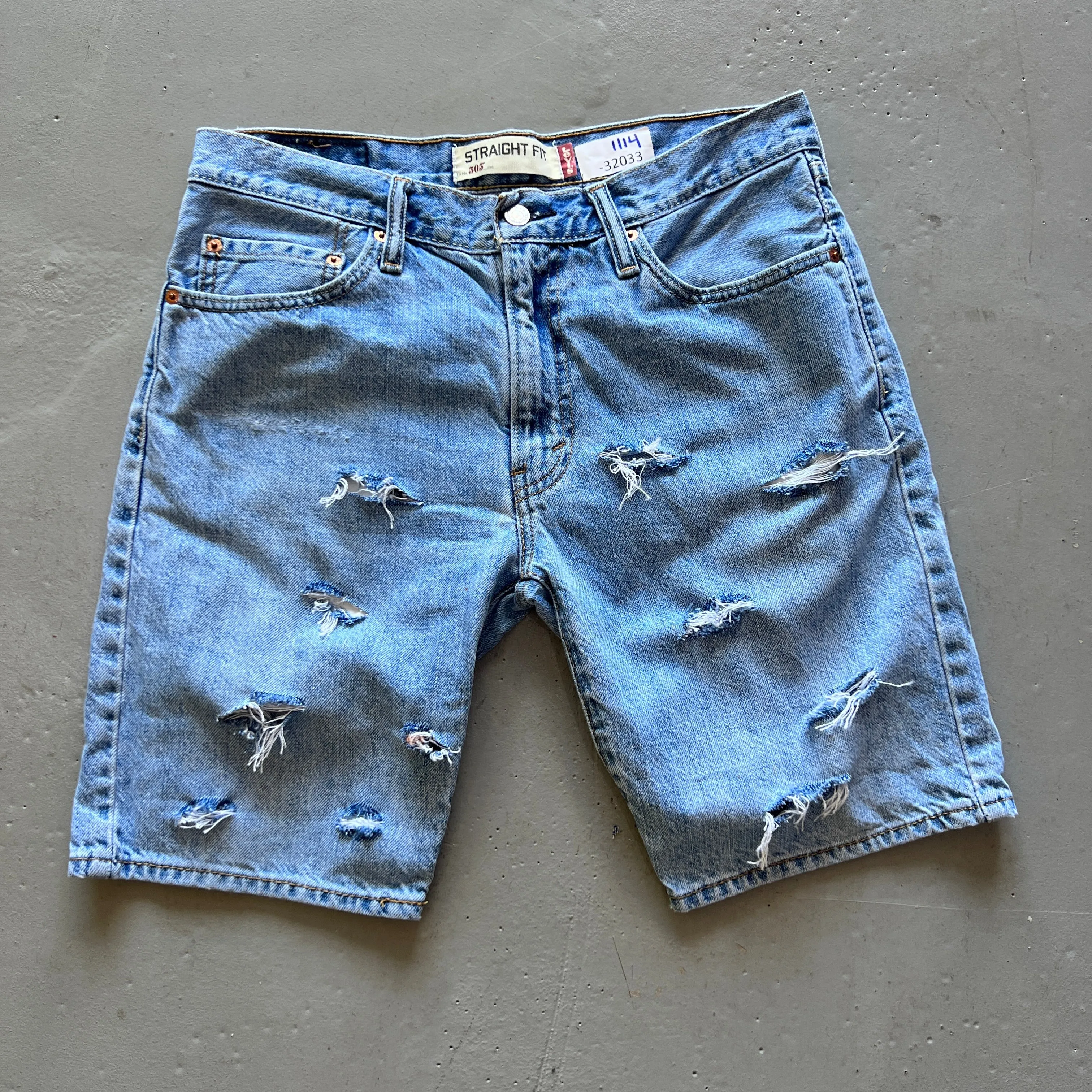 Distressed Plain Denim Shorts