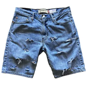 Distressed Plain Denim Shorts