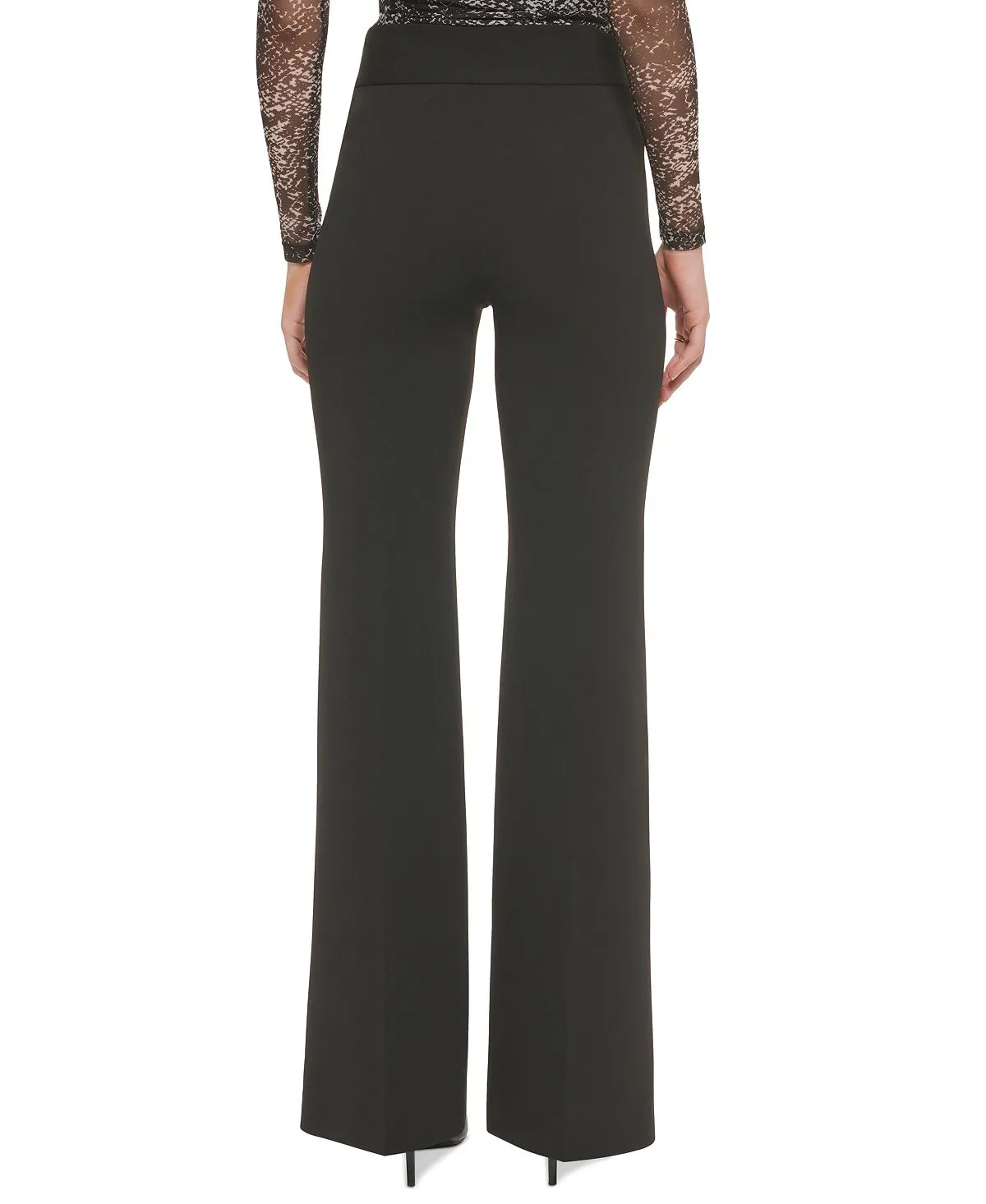 DKNY High Waist Polished Wide Leg Pants, Black