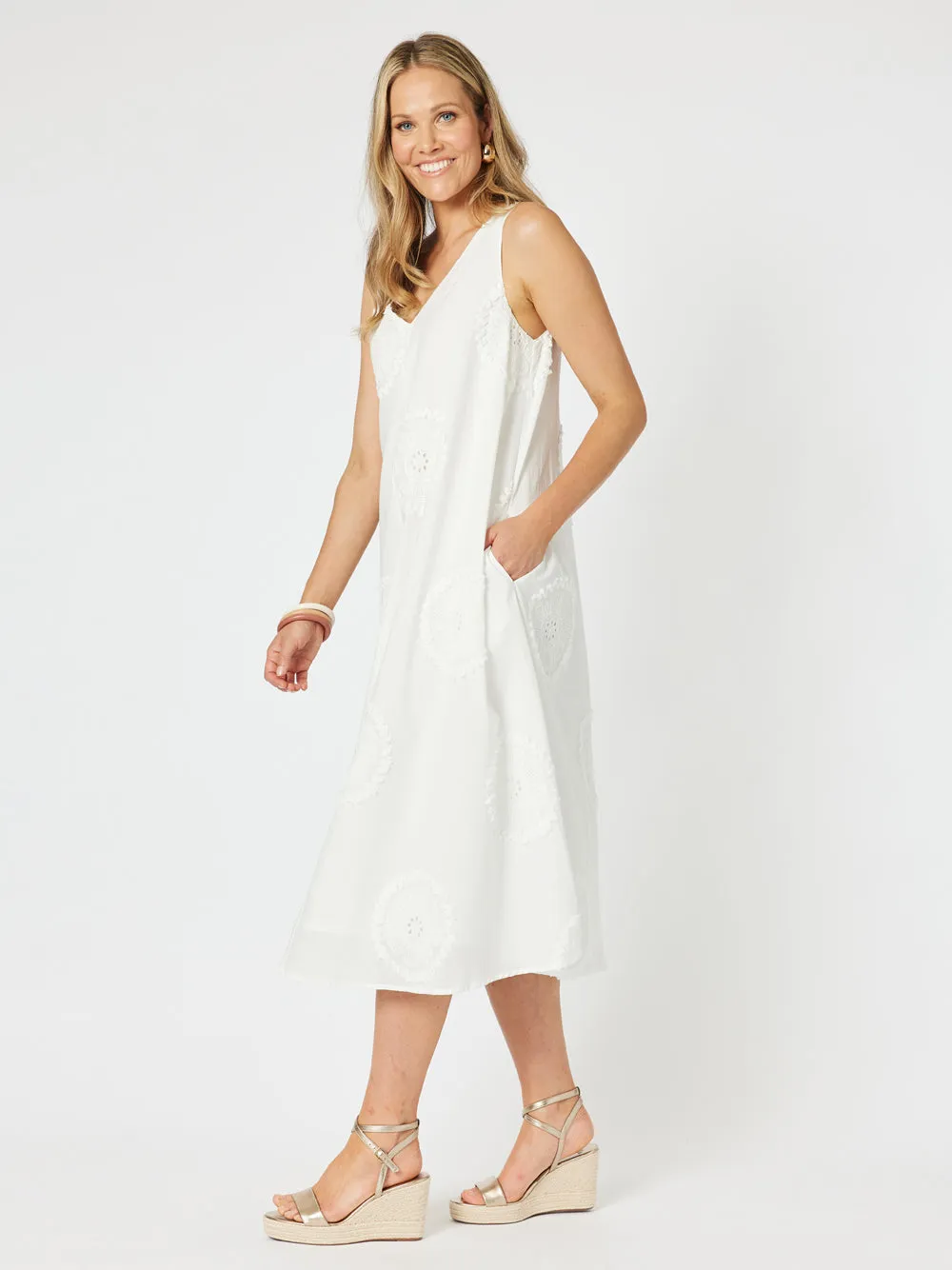 Emanuella Sleeveless Dress - White