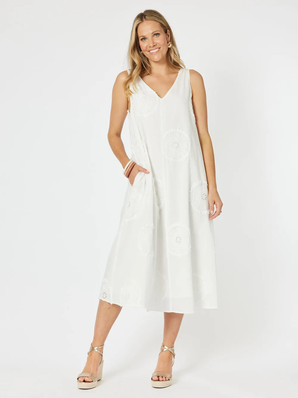 Emanuella Sleeveless Dress - White