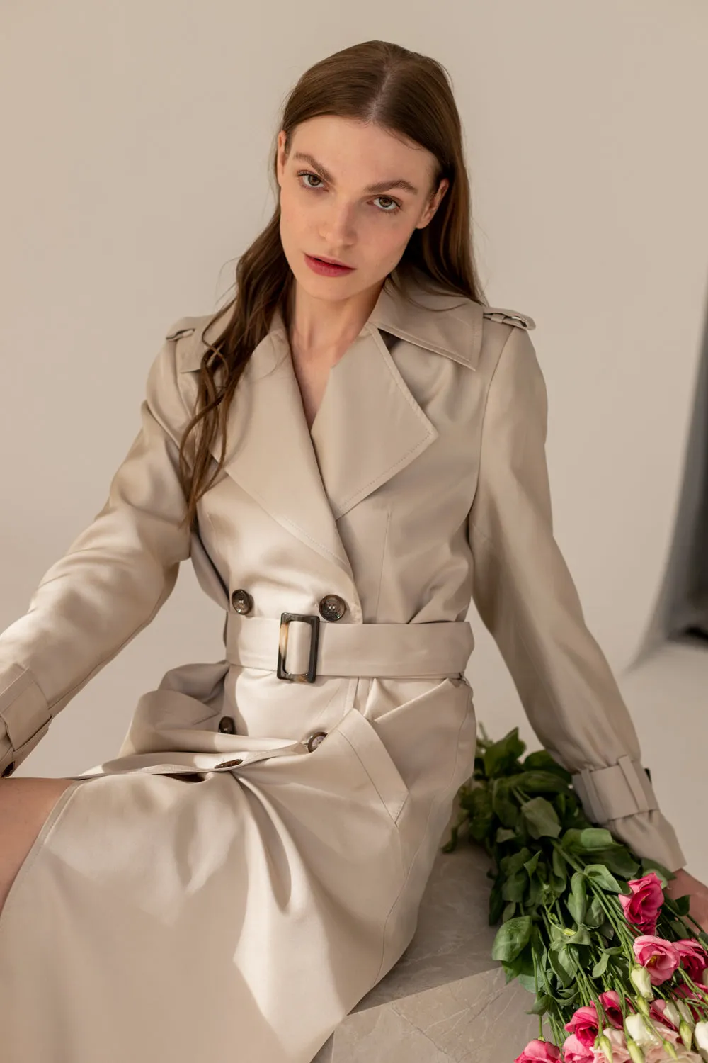 Enteliér Silk Trench Light Beige