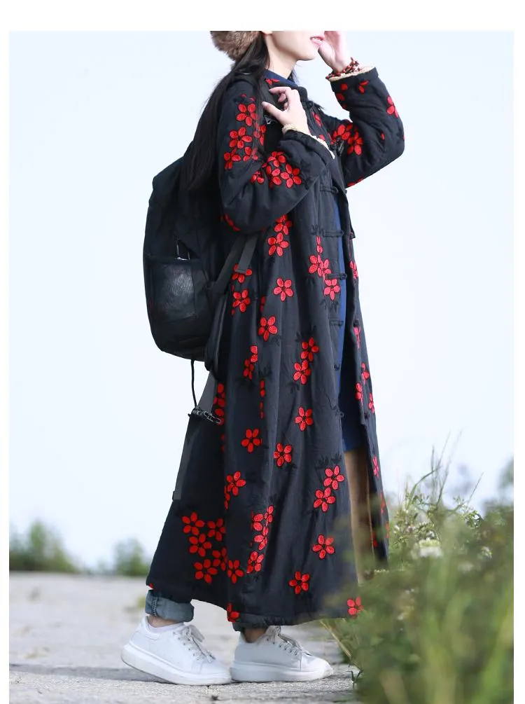 Floral Embroidered Trench Coat