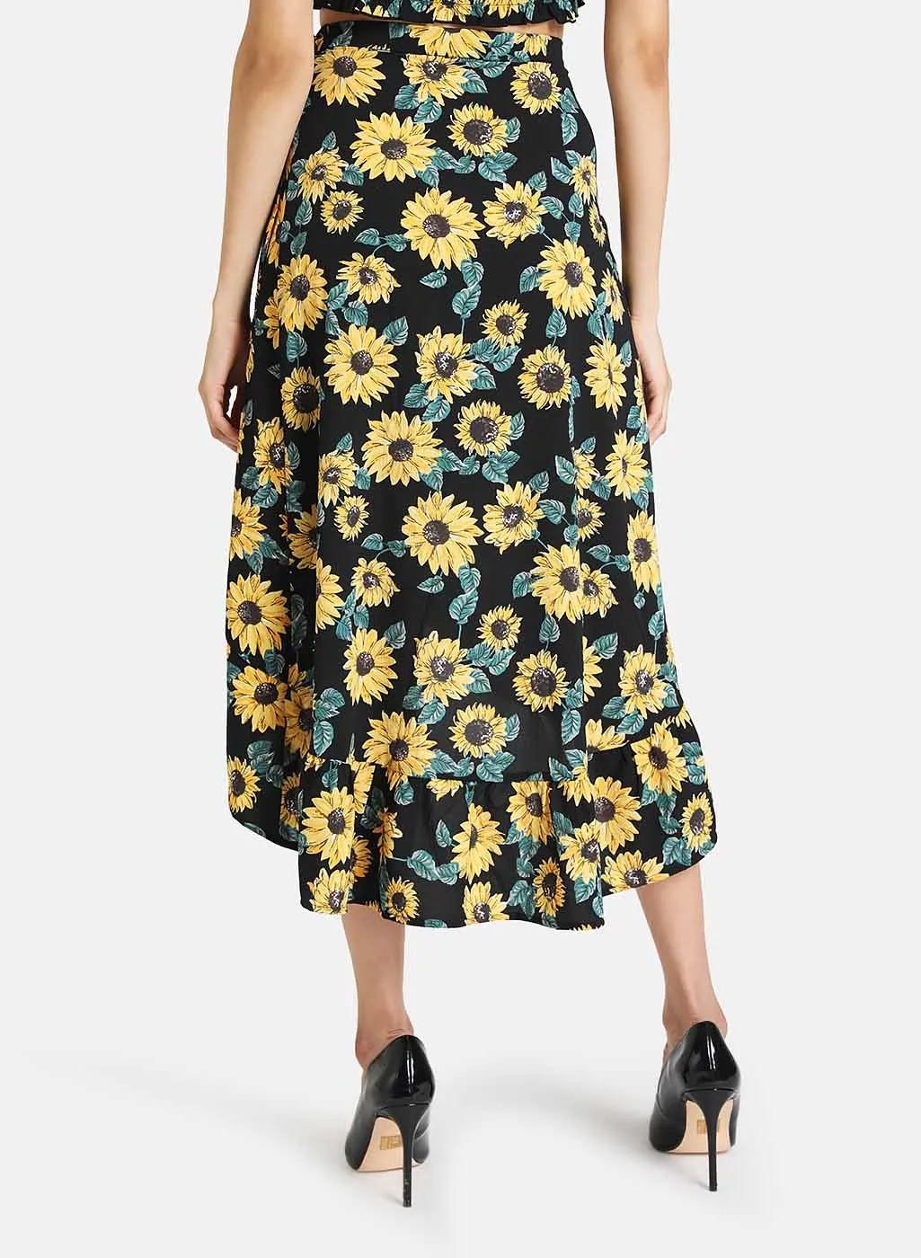 Floral Printed Wrap Skirt