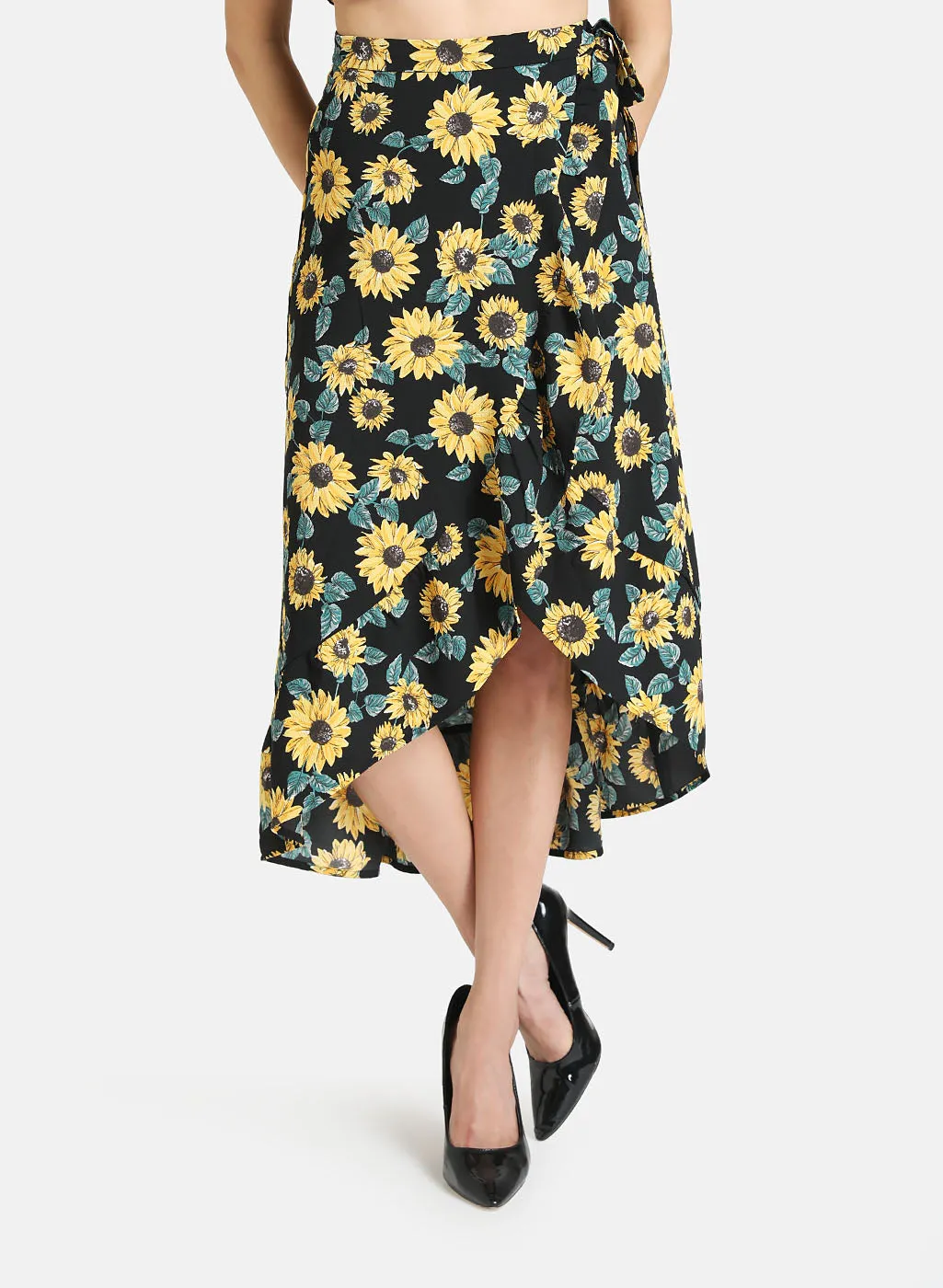 Floral Printed Wrap Skirt