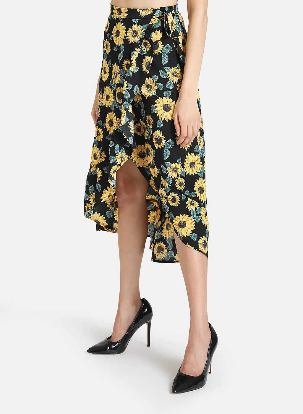 Floral Printed Wrap Skirt