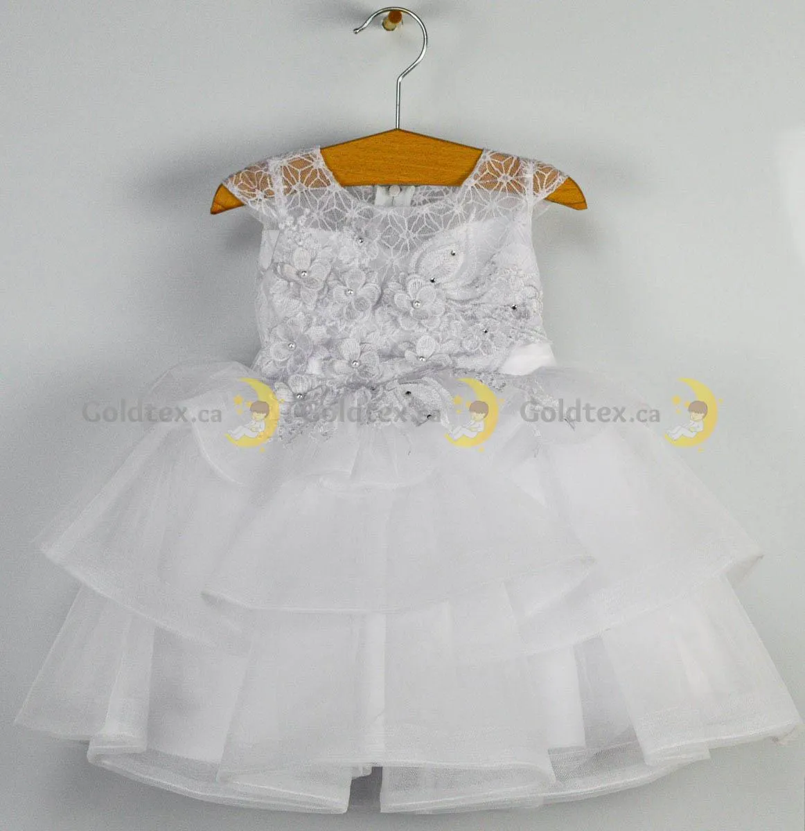 Formal Kids Wear Baby Girl Lace Dress With Ruffle Skirt 8179