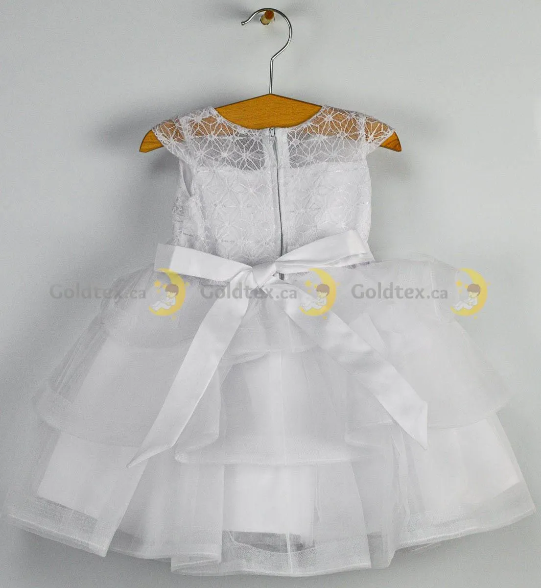 Formal Kids Wear Baby Girl Lace Dress With Ruffle Skirt 8179