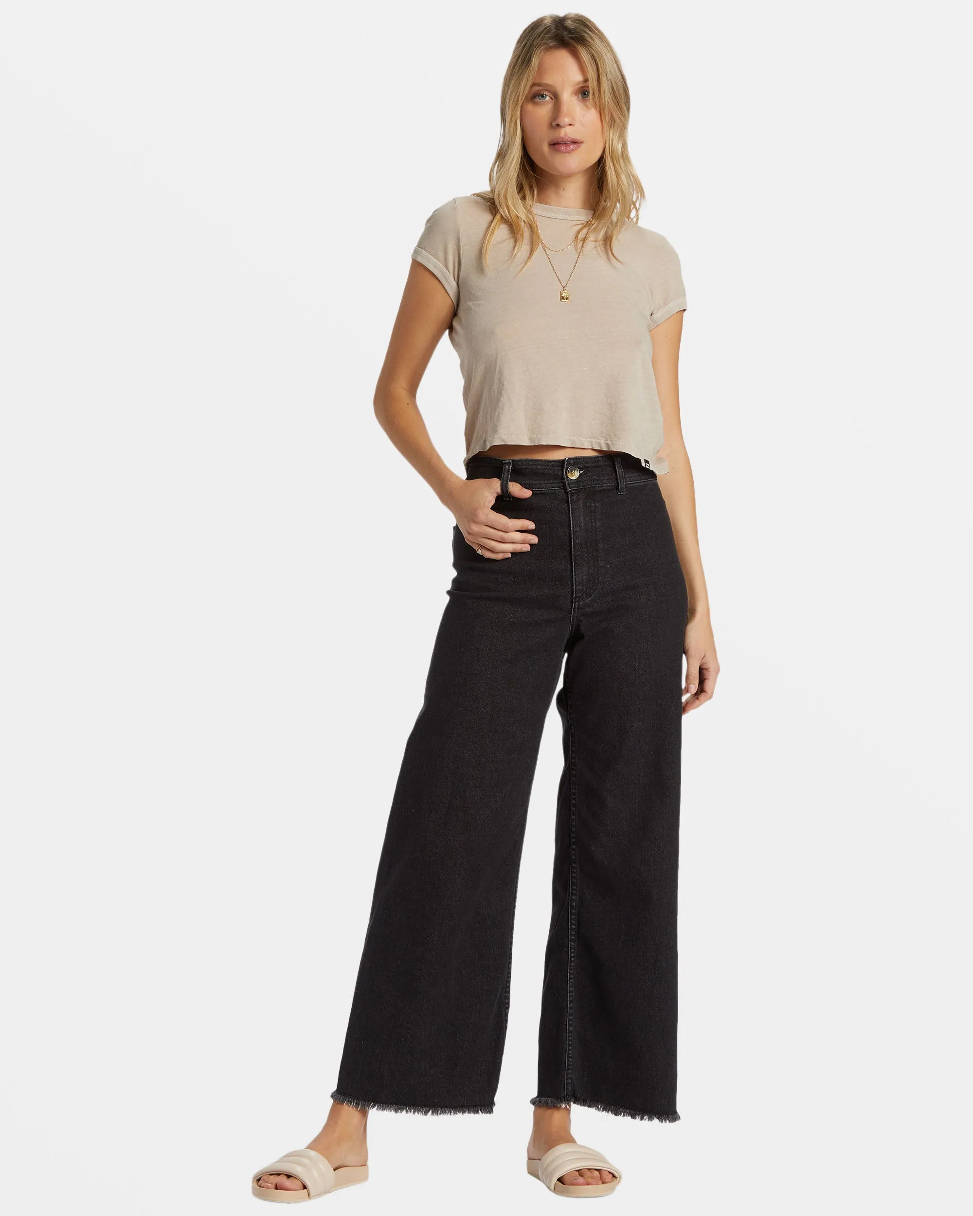 Free Fall High-Waist Pants - Black Rinse