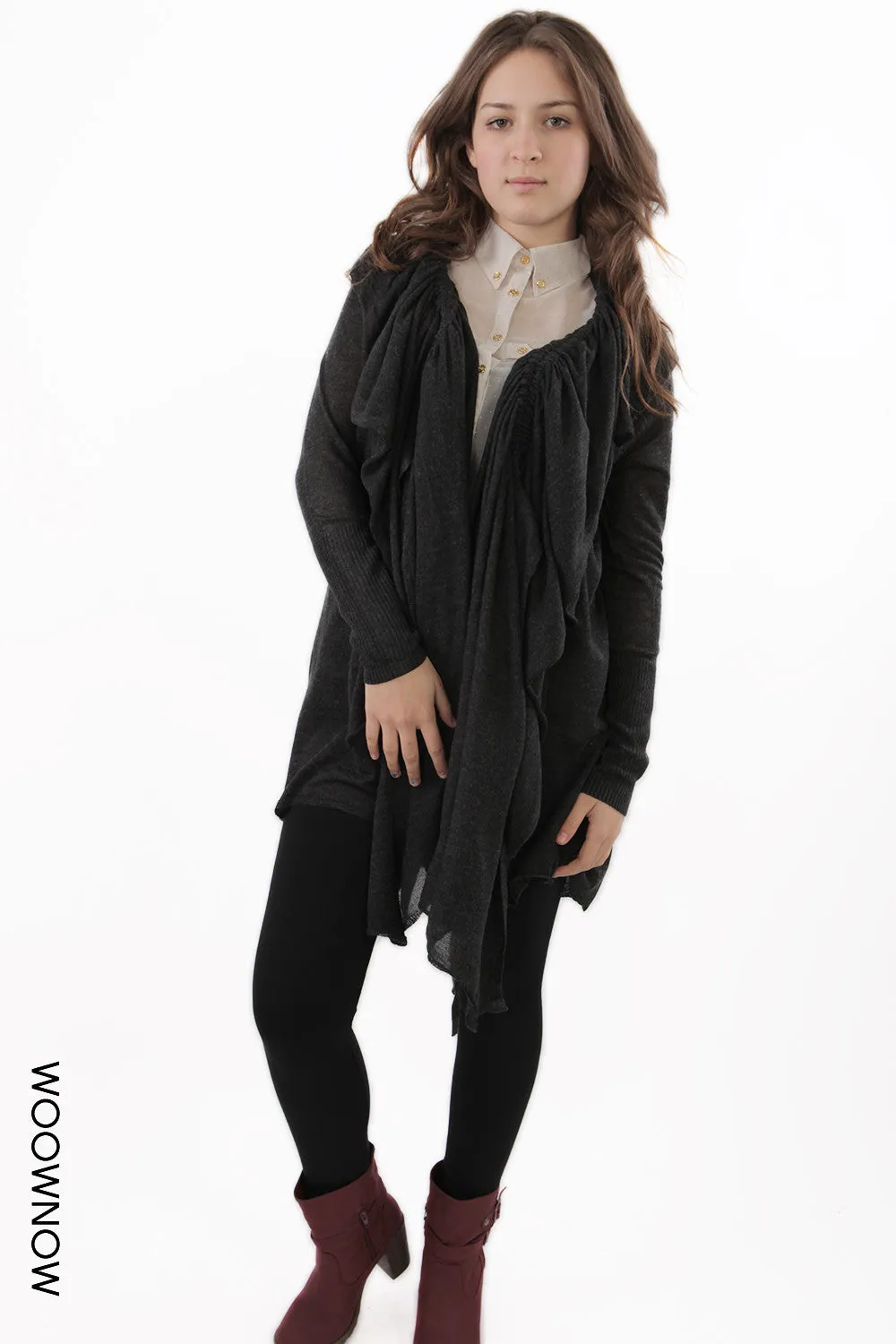 Gabrielle Shirred Knit Cardigan