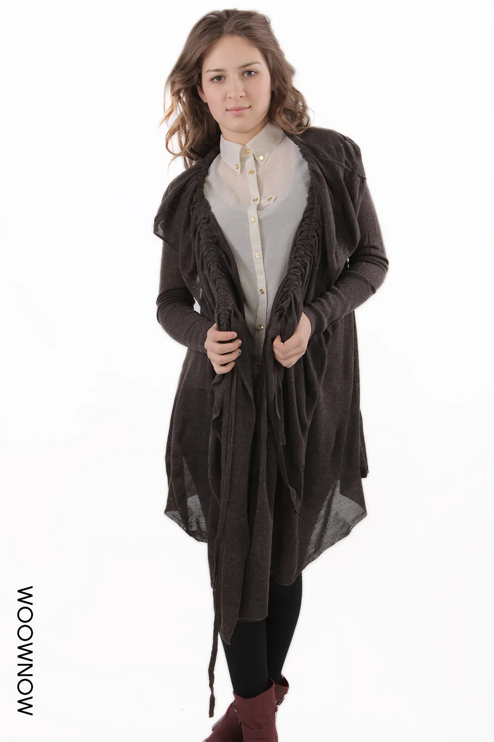 Gabrielle Shirred Knit Cardigan