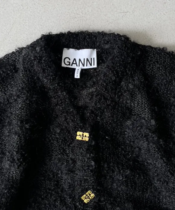 GANNI Alpaca Moahir Boucle Cardigan "BLACK"