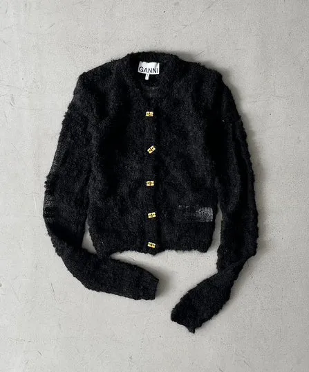 GANNI Alpaca Moahir Boucle Cardigan "BLACK"