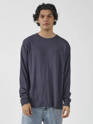 Hemp Thrills Embro Merch Fit Long Sleeve Tee - Marine Blue