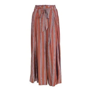 High split stripe  high waist wide leg pants