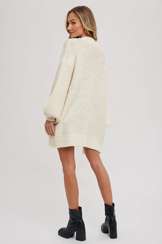 Holland Long Sleeve Chunky Cable Knit Open Cardigan Cream