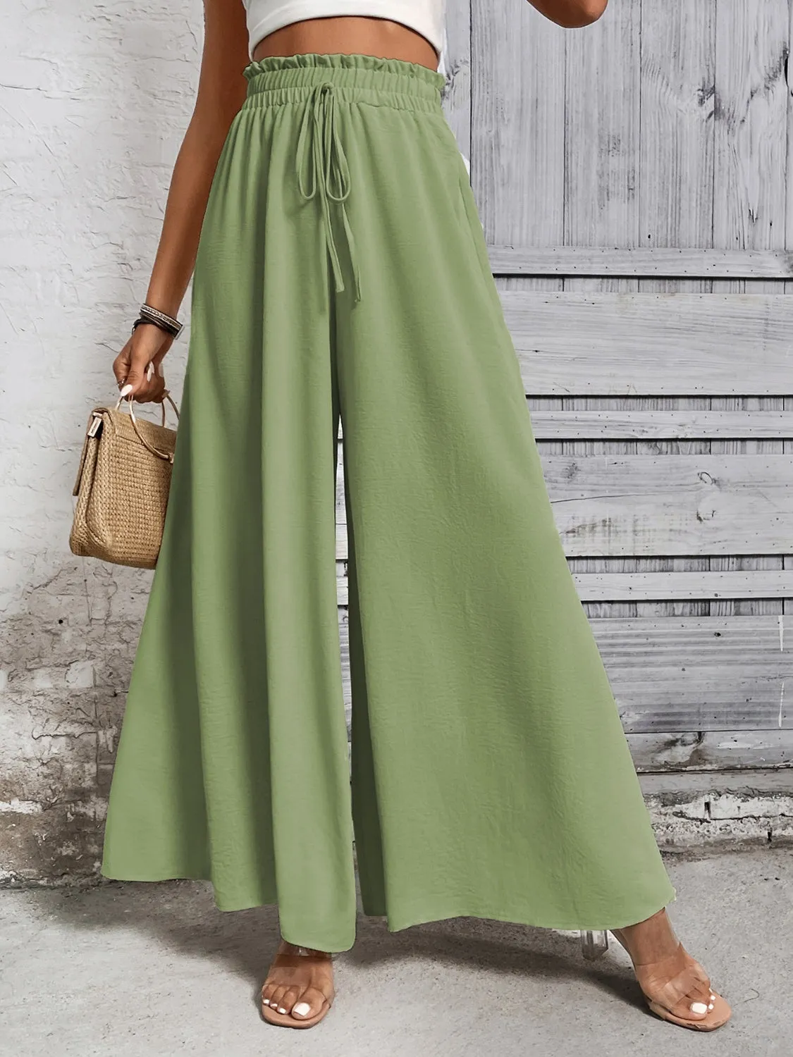 Honey Tied High Waist Wide Leg Pants