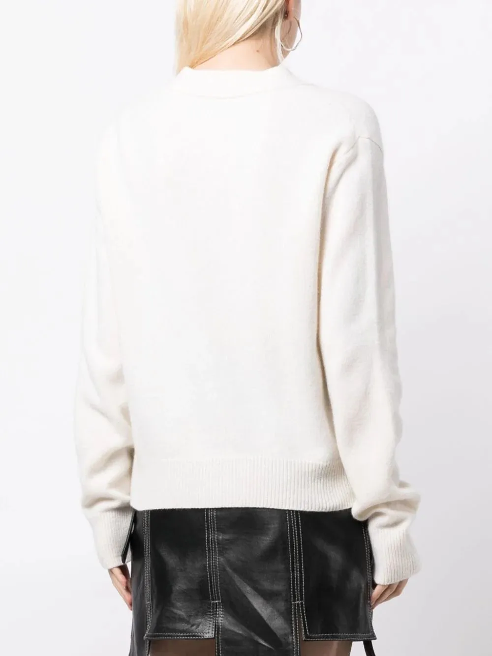 Ivory Pocket Logo Knit Cardigan