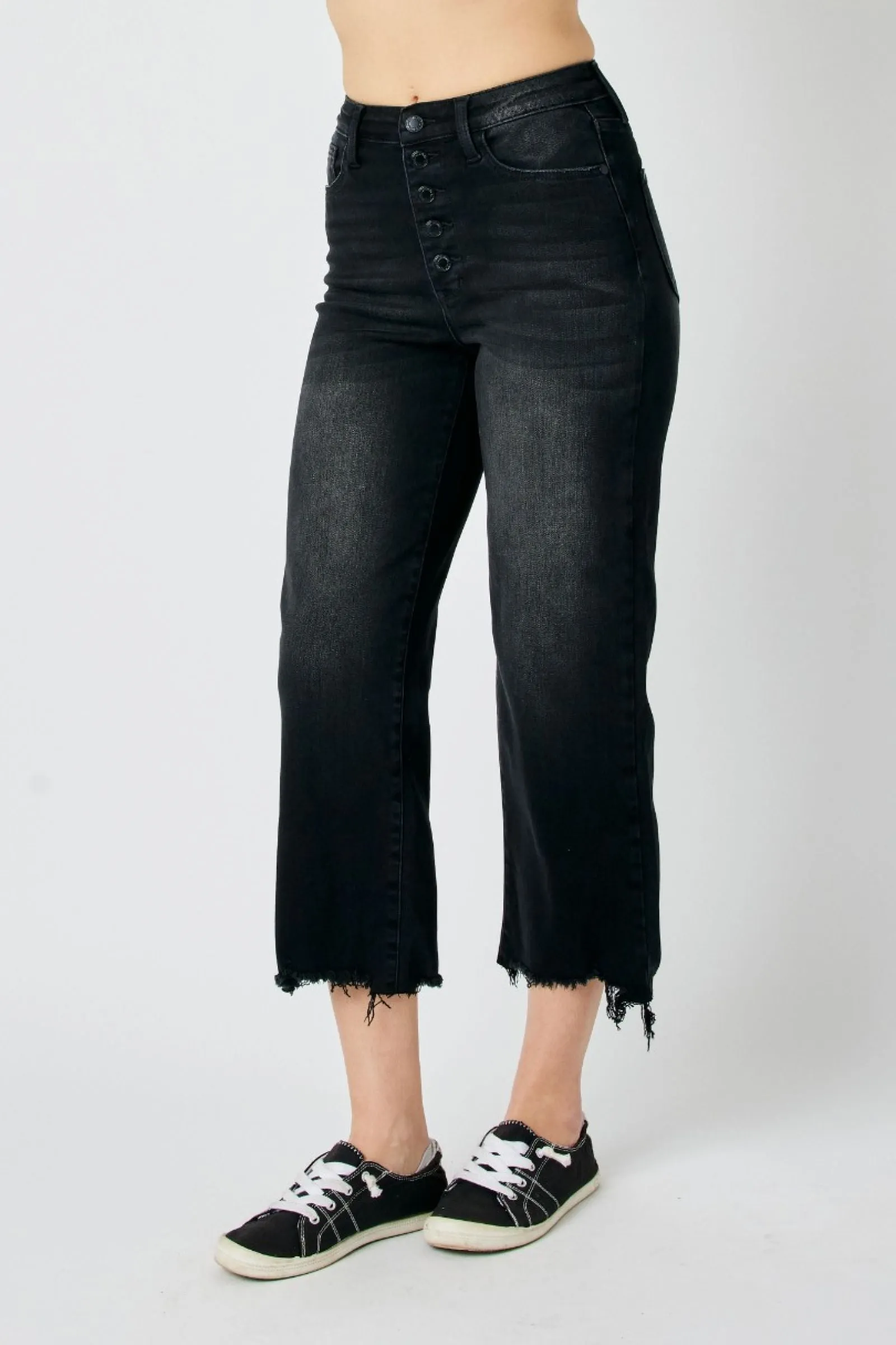 Judy Blue High Waist Destroy Raw Hem Wide Leg Denim 88829