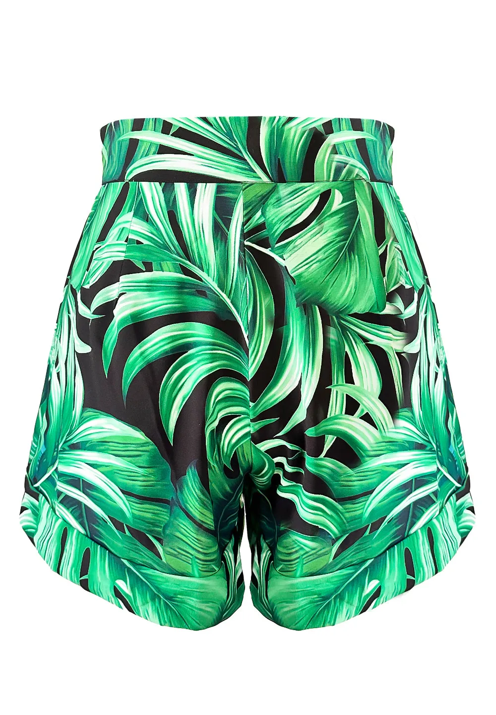 Jungle – Monstera Black / Green Havana Shorts