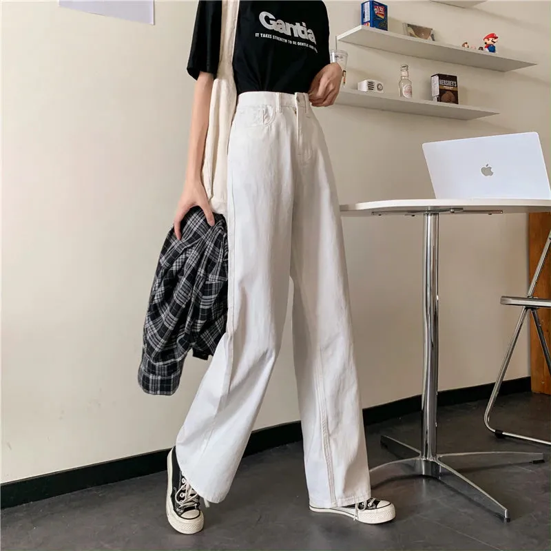 KittenAlarm - High Waist Loose Wide Leg Jeans Pants