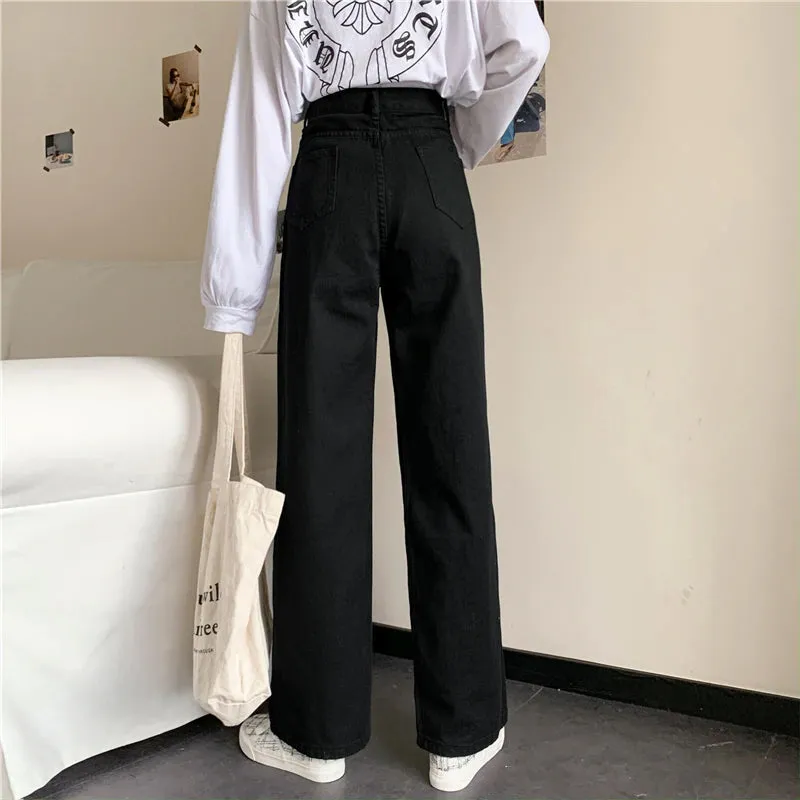 KittenAlarm - High Waist Loose Wide Leg Jeans Pants