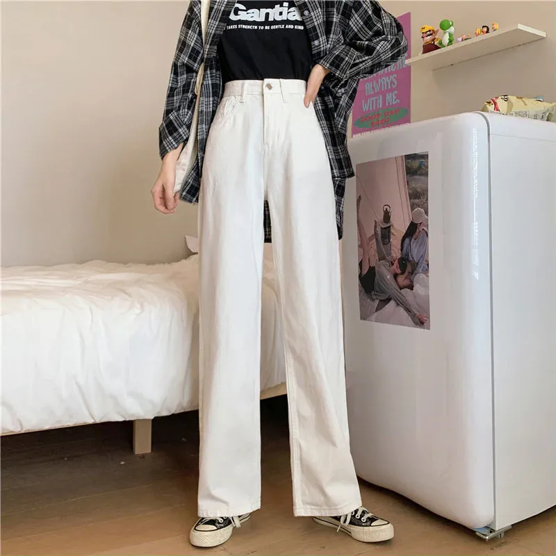 KittenAlarm - High Waist Loose Wide Leg Jeans Pants