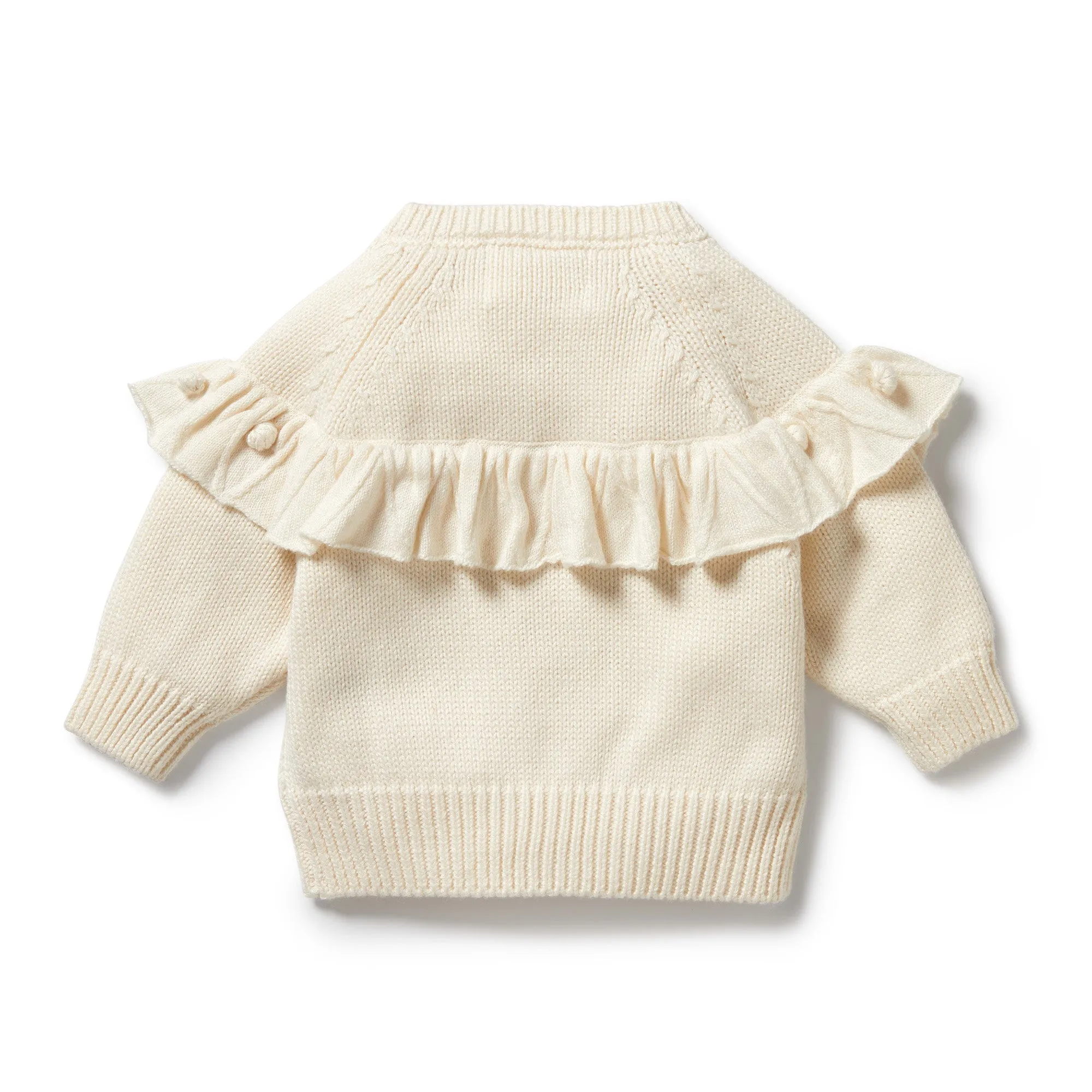 Knitted Ruffle Cardigan | Ecru