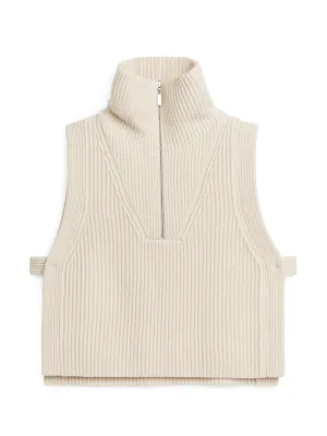 Knitted wool zip collar