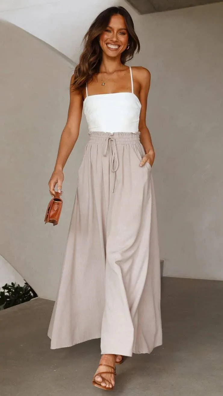 Ladies High Waist Wide Leg Daily Pants BL0121