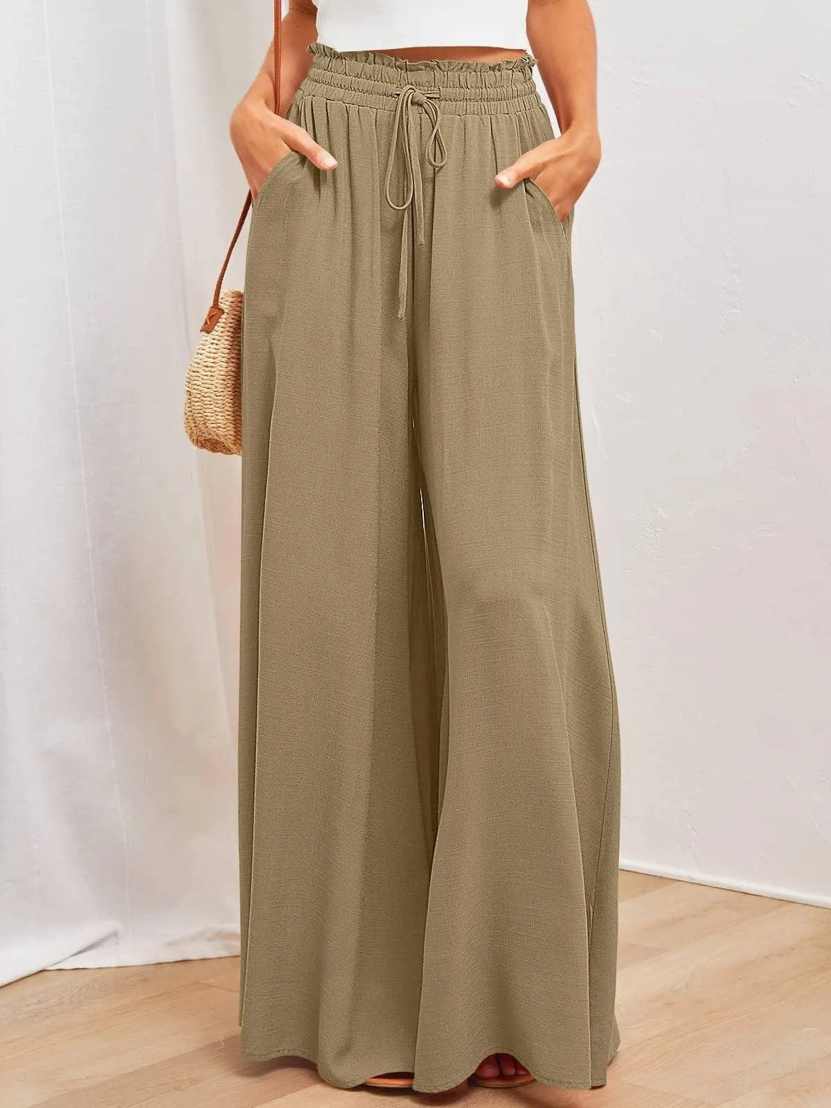 Ladies High Waist Wide Leg Daily Pants BL0121