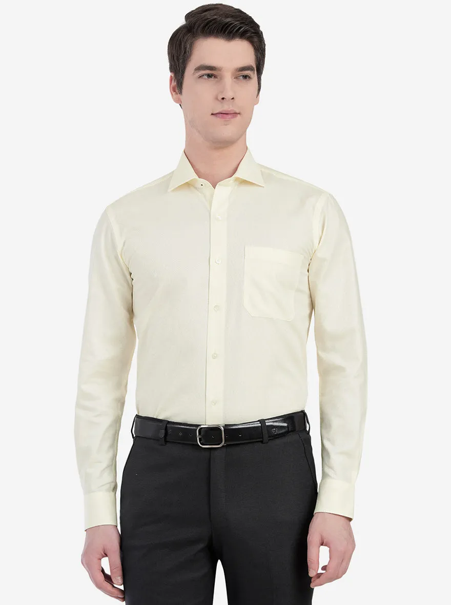 Light Yellow Dobby Slim Fit Formal Shirt | Metal