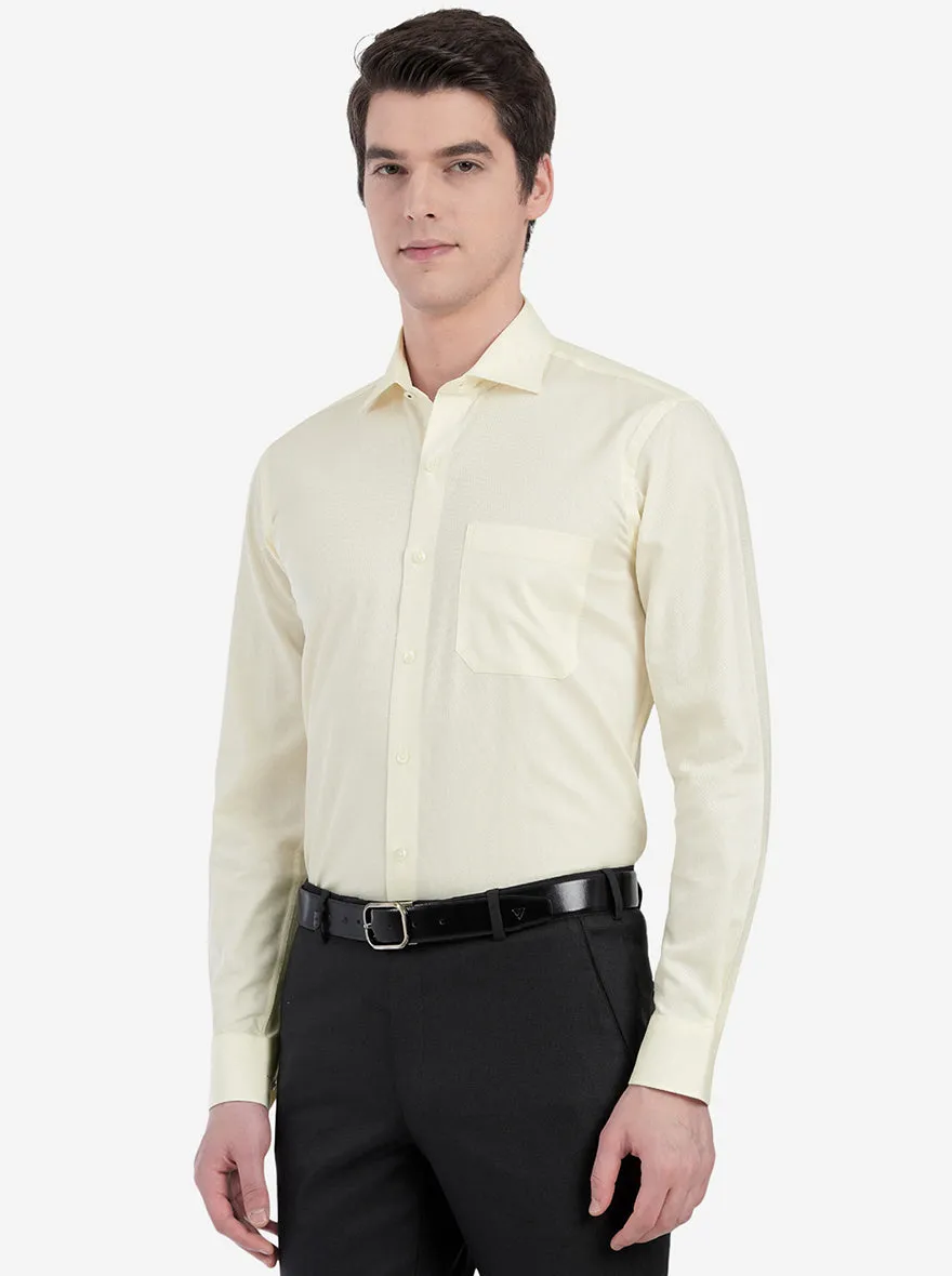 Light Yellow Dobby Slim Fit Formal Shirt | Metal