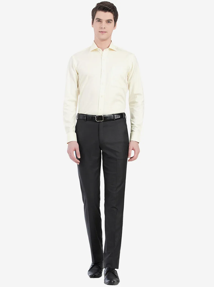 Light Yellow Dobby Slim Fit Formal Shirt | Metal