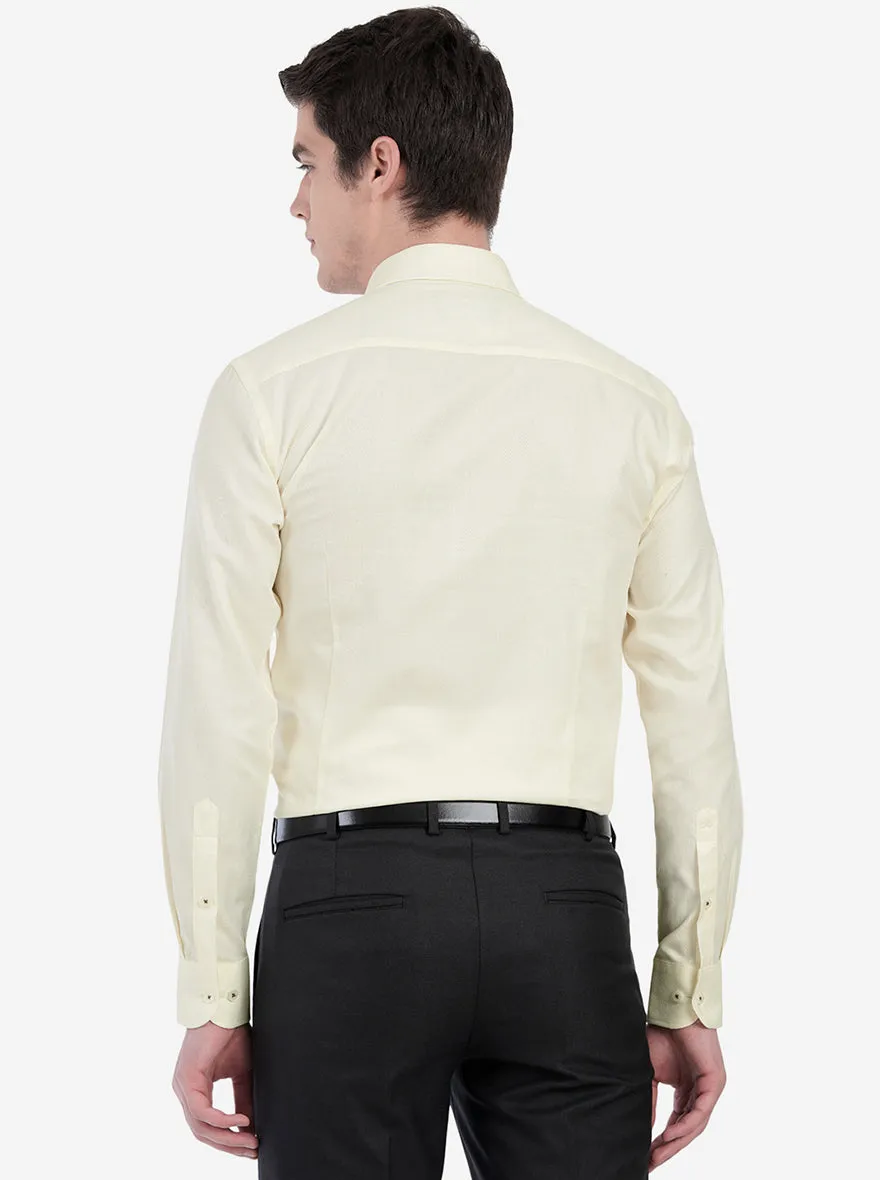 Light Yellow Dobby Slim Fit Formal Shirt | Metal