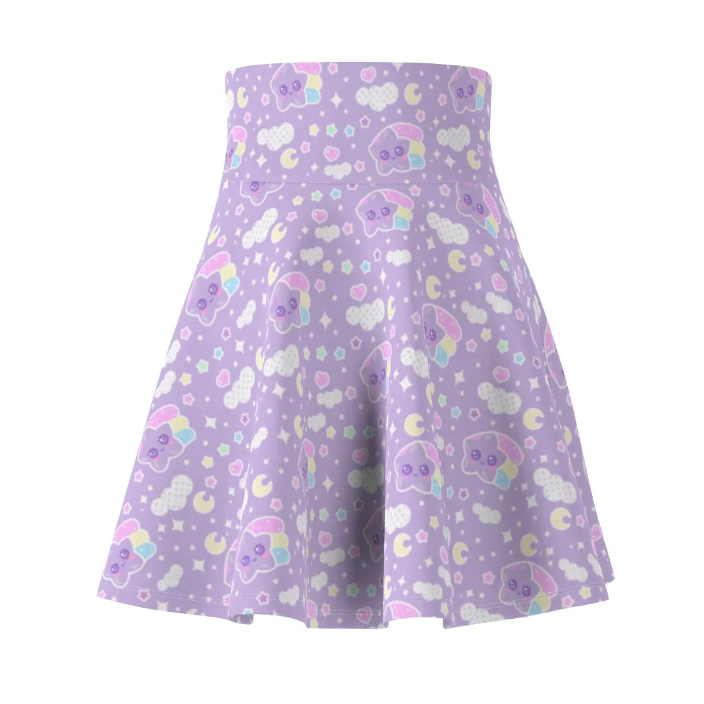 Magical sky shooting star cuties women's skater skirt - purple